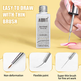 AIBRIT gold and silver gel strokes swatched, metallic shine for bold accents