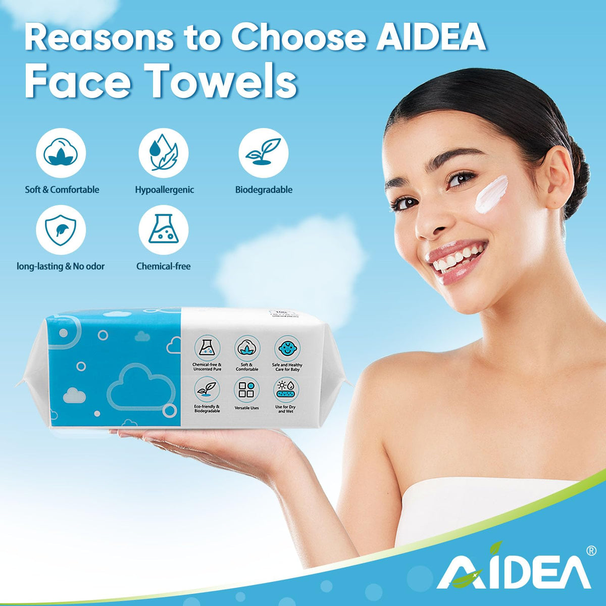 AIDEA AlDEA towel held in hand to show true 7.8-inch size