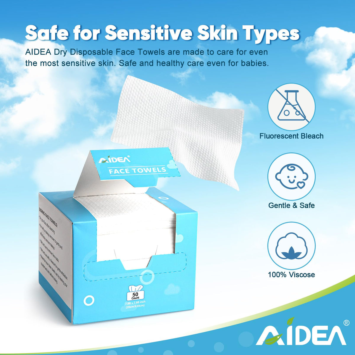 AIDEA close-up texture revealing soft fibers and absorbency for gentle cleansing