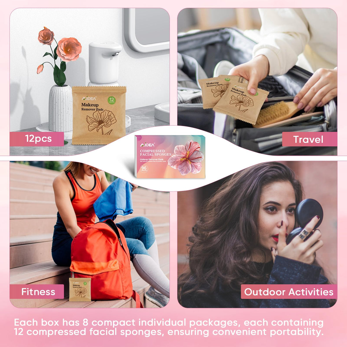 AIDEA sponges packed in travel kit for space-saving skincare on-the-go