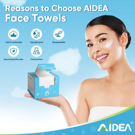 AIDEA towels next to travel pouch illustrating portability and hygienic storage