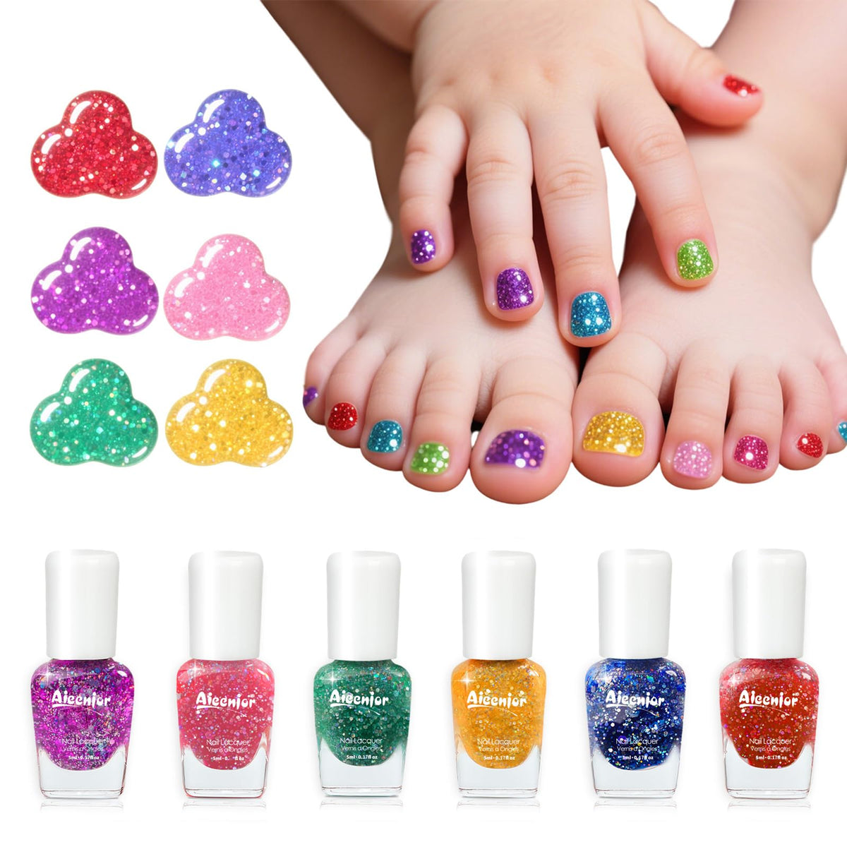 Aieenjor front packaging showing six colorful bottles and product benefits