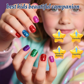 Aieenjor kid applying polish supervised for safe, creative play
