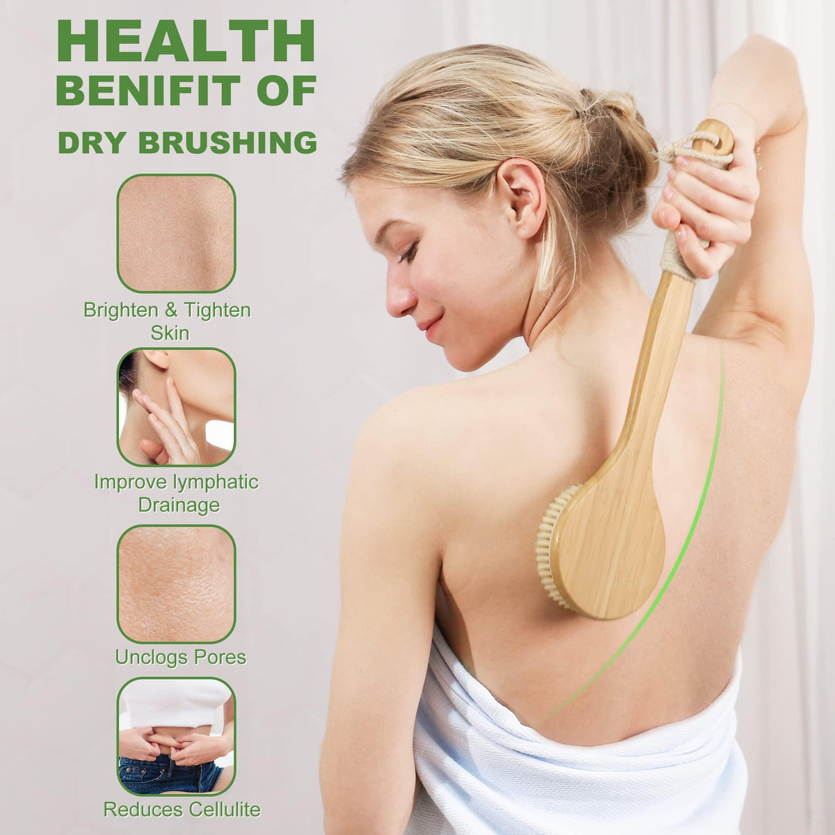 AIFEIVICO handheld brush with massage nodules demonstrating targeted circulation support