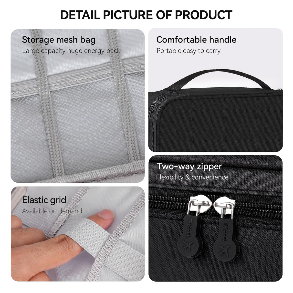 AIHOPESTO comfortable handle and smooth two-way zipper for travel