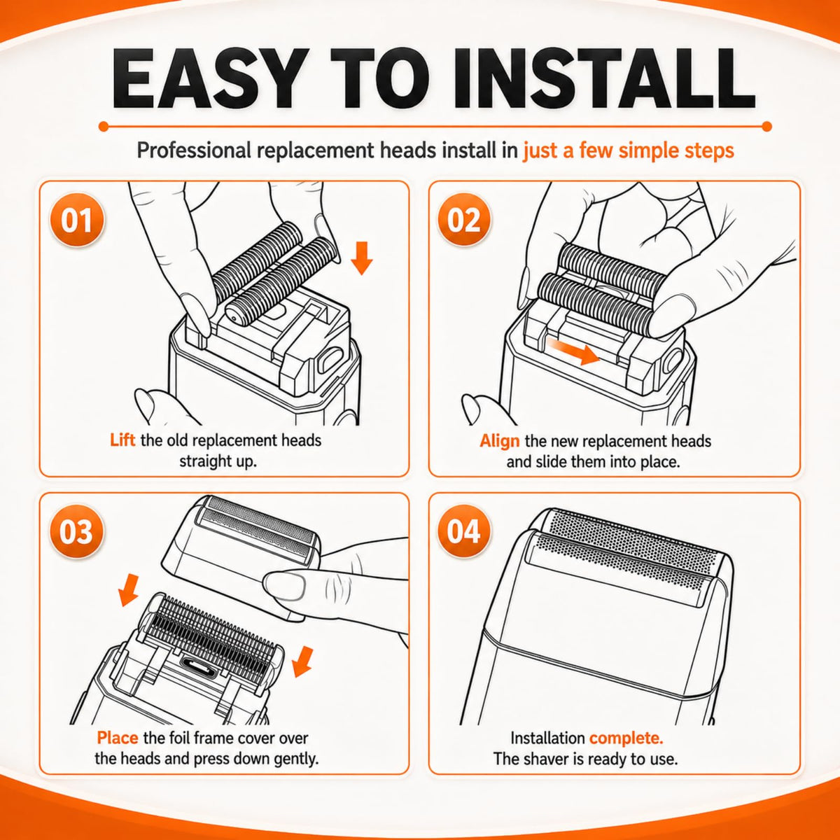 AIJALY hands demonstrating snap-in installation, quick and tool-free replacement