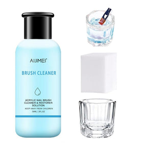 AIJIMEI kit front view showing cleaner, cup and pads for quick brush restoration