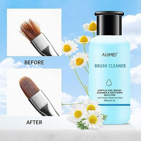 AIJIMEI wiping bristles with a cotton pad to remove dissolved polish residue