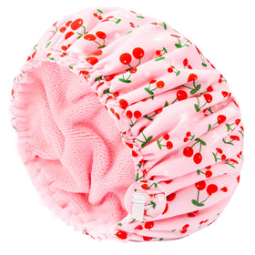 Aileam front view showing pink cherry pattern and full waterproof coverage benefit