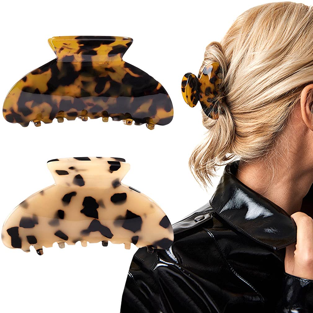 Aileam front view tortoise barrette showing elegant leopard print and secure hold