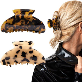 Aileam front view tortoise barrette showing elegant leopard print and secure hold