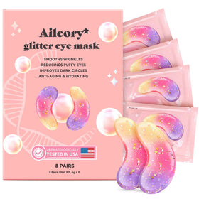 AILEORY front packaging showing tri-color eye patches and benefit of pampering