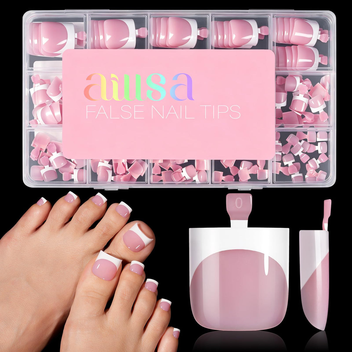 AILLSA front packaging showing berry pink toes and quick-pedicure benefit
