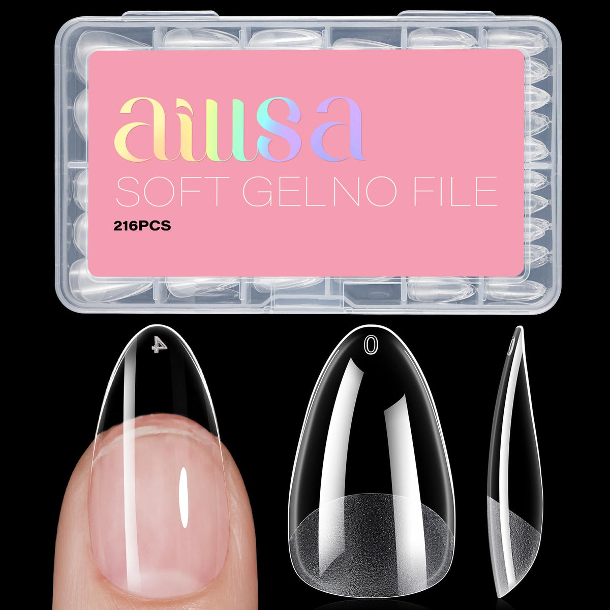 AILLSA front packaging showing clear gel tips and quantity benefit