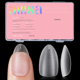 AILLSA front packaging showing 450 short almond tips and quick application benefit