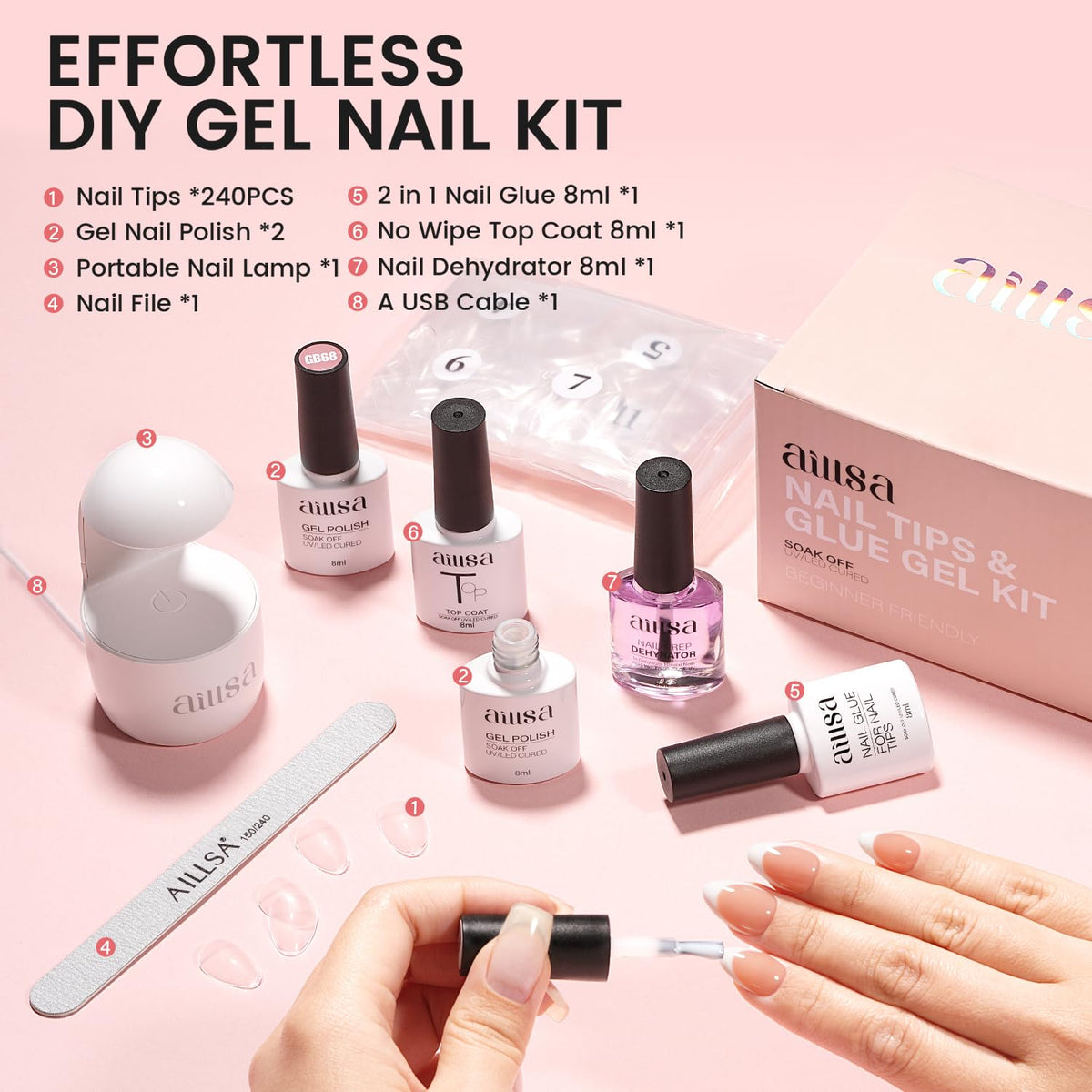 AILLSA milky white and light pink jelly gels for buildable color