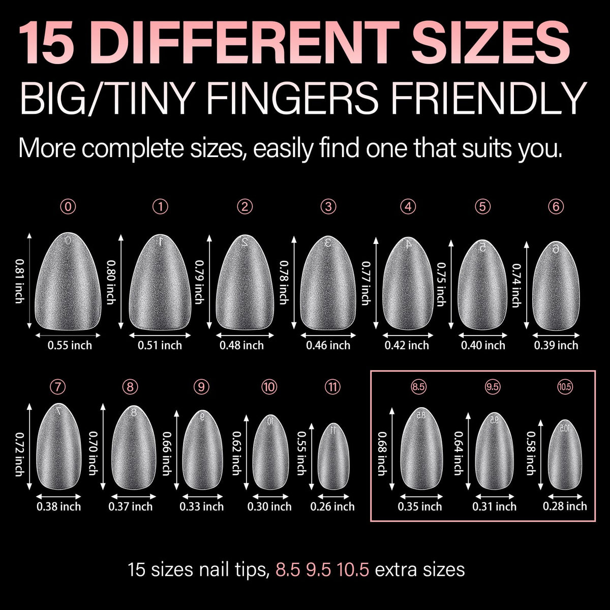 AILLSA size numbering detail on tip tips for quick selection and size matching
