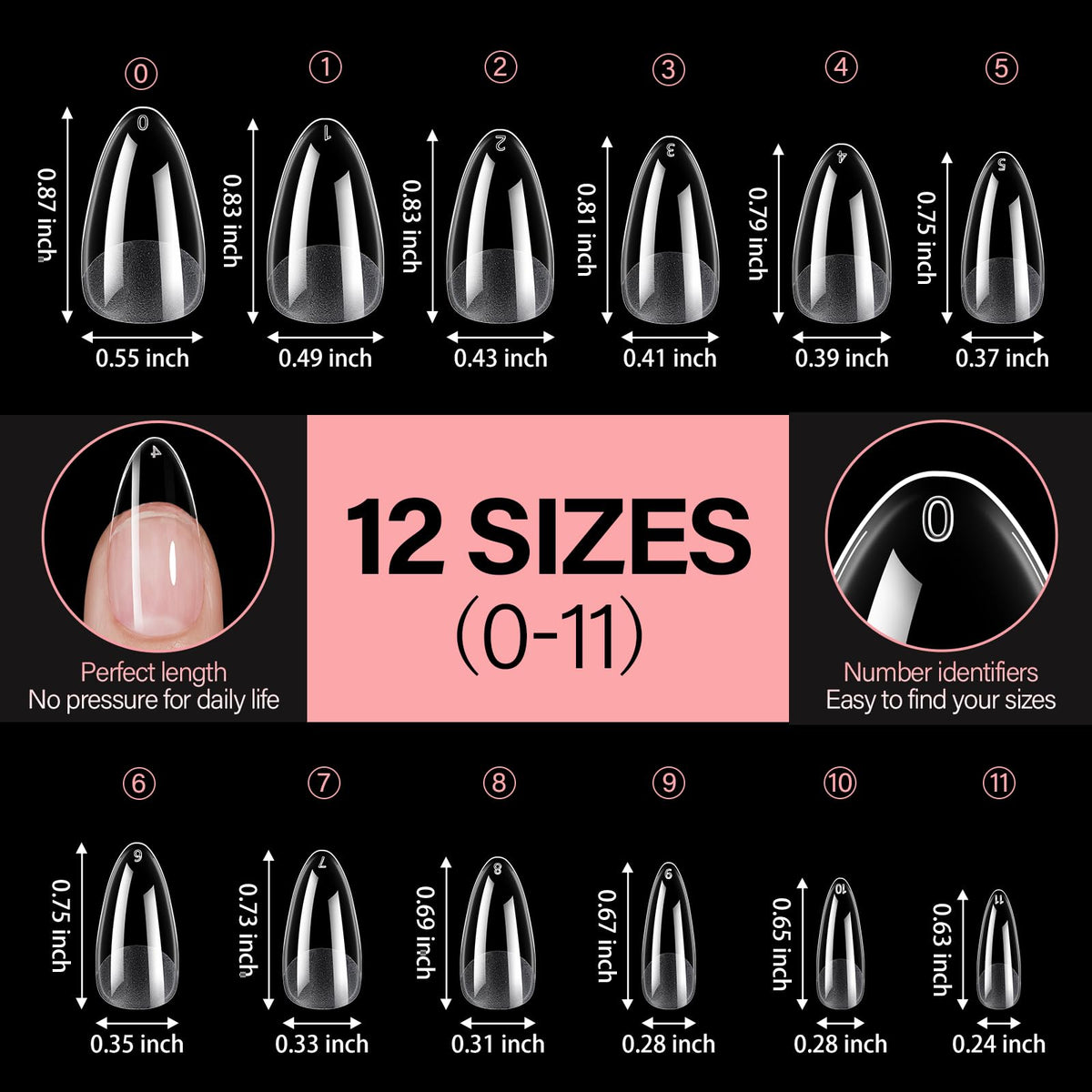 AILLSA organized sizes display with 216 pieces for perfect fit