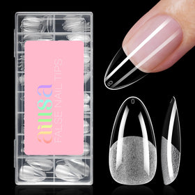 AILLSA front packaging showing 120-piece almond nail tip kit and benefits