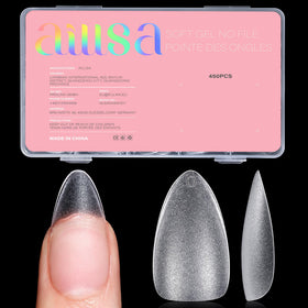 AILLSA front packaging showing 450-piece almond tip set and convenience