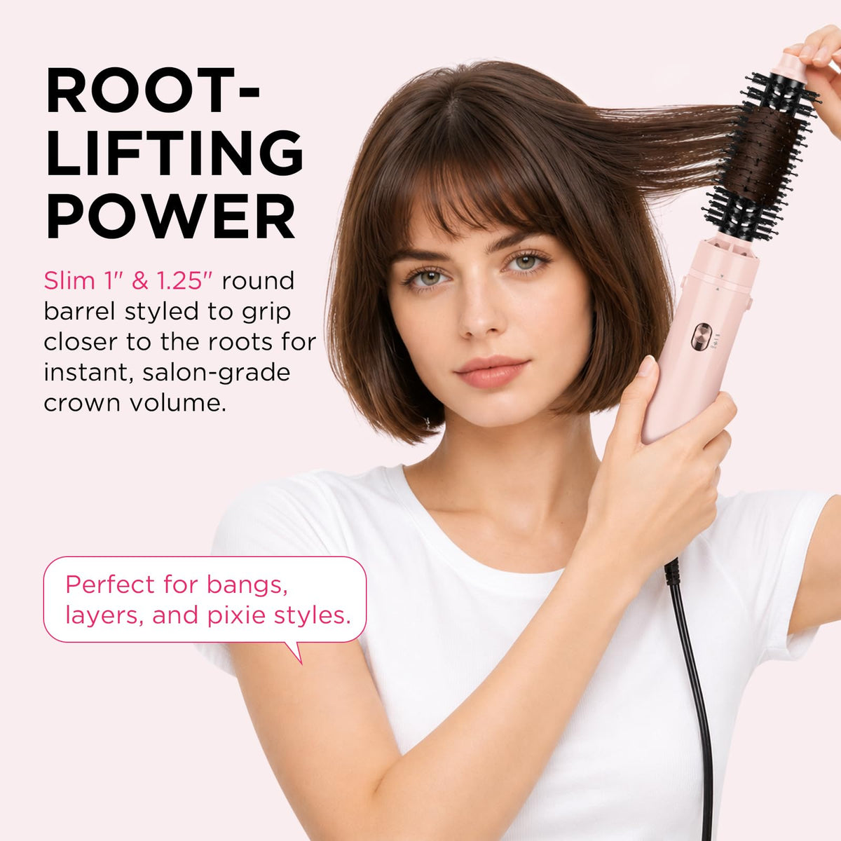 Aima Beauty 1.25-inch head attached closeup showing smooth volumizing performance