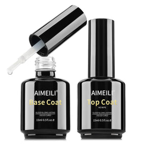AIMEILI front packaging showing both 15ml base and no-wipe top bottles for reliable results