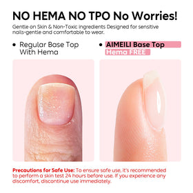 AIMEILI label close-up showing HEMA-free formula and safer ingredients