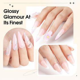 AIMEILI on styled hands in a lifestyle scene showing long-lasting high-gloss manicure