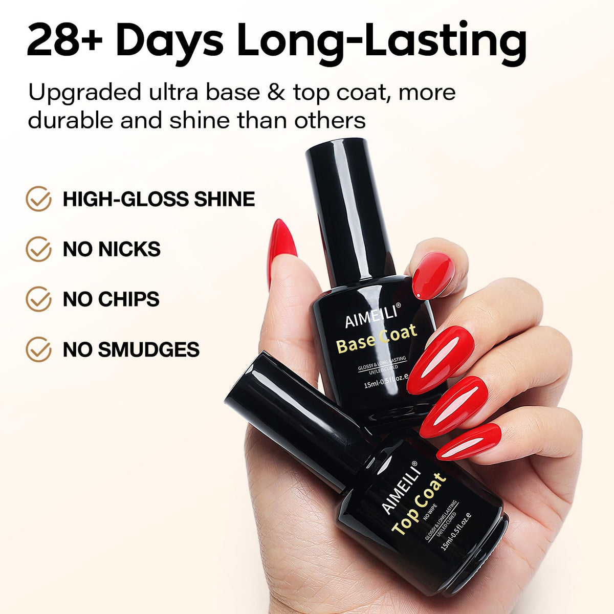 AIMEILI open bottles with brush showing smooth gel consistency for easy application
