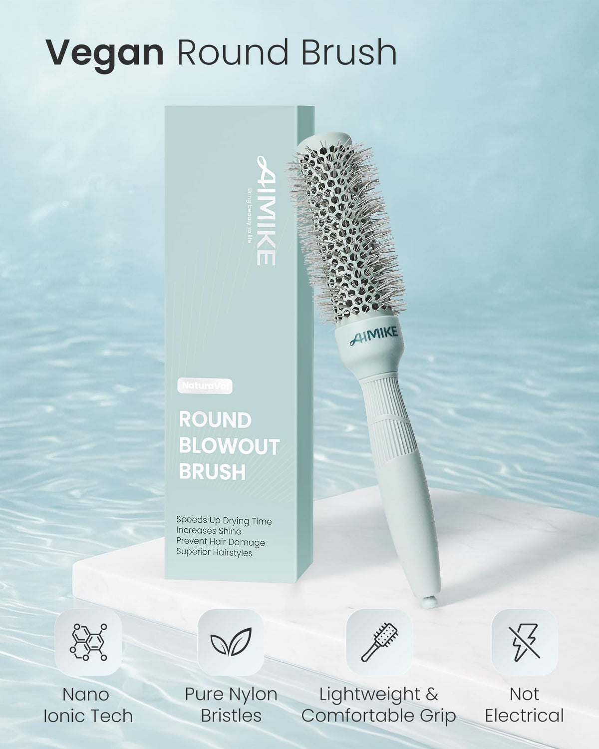 AIMIKE dual-shape nylon bristles close-up for secure grip and smooth glide