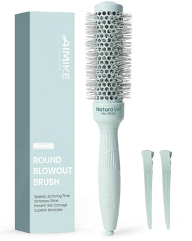 AIMIKE front view of round brush showing compact design and salon results