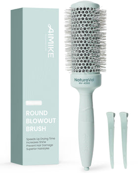 AIMIKE front view of round brush showing size and branding for easy selection