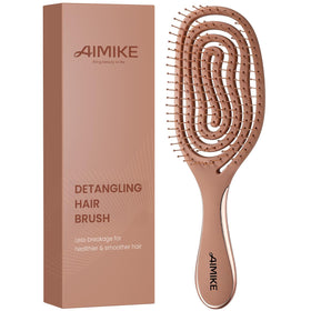 AIMIKE front view showing spiral flex brush and compact profile for gentle detangling