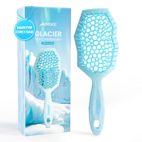 AIMIKE Glacier detangler front view showing shape and color, easy grip benefit