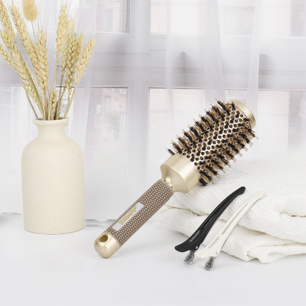 AIMIKE brush on bathroom counter in lifestyle setting for daily use