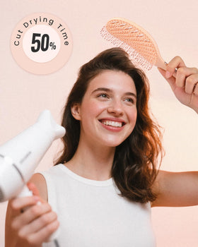 AIMIKE mom brushing child's hair showing gentle detangling for kids and sensitive scalps benefit