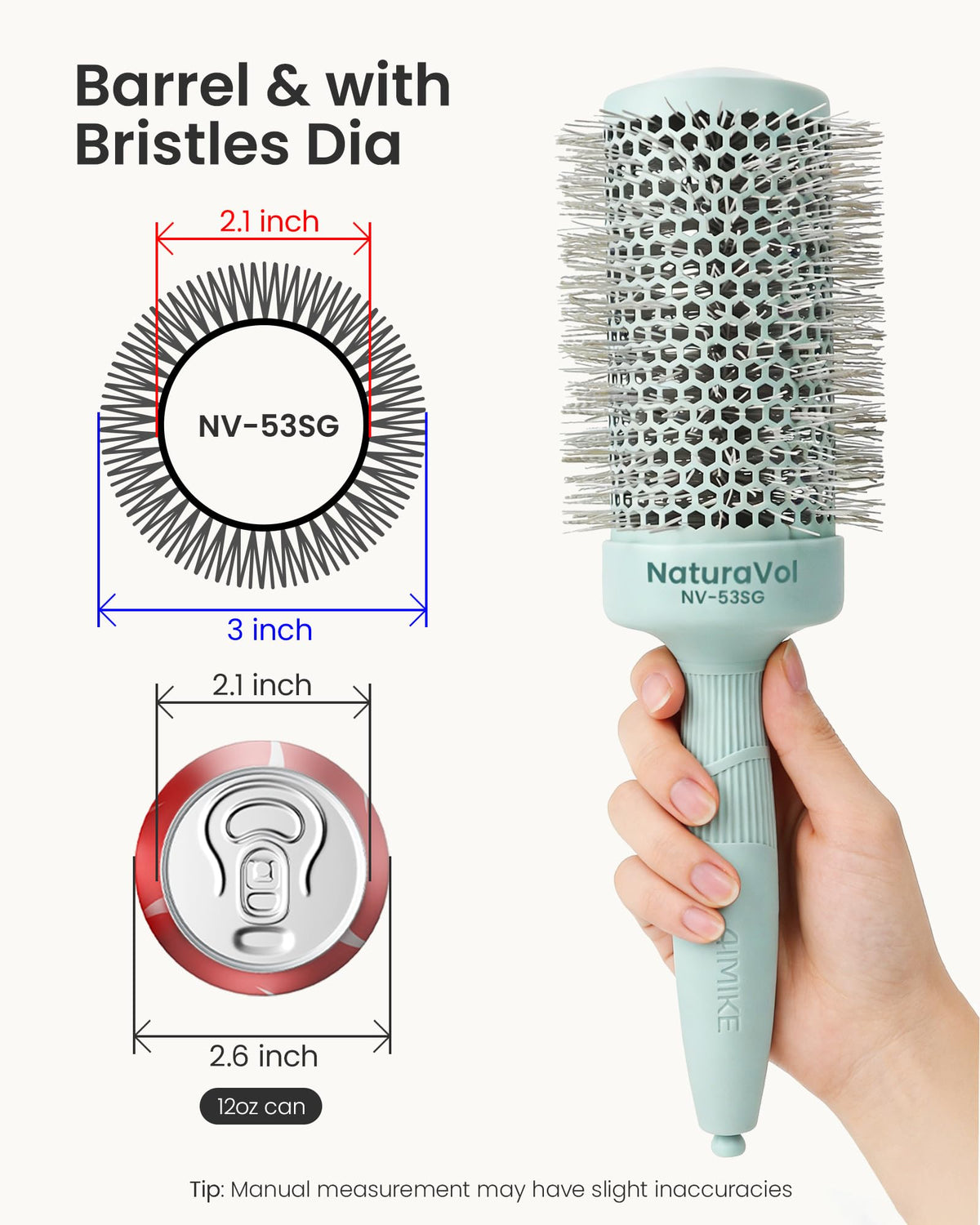 AIMIKE NaturaVol ceramic barrel close-up for even heat and faster drying