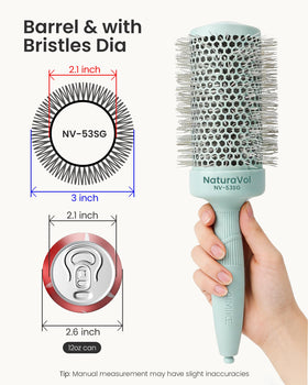 AIMIKE NaturaVol ceramic barrel close-up for even heat and faster drying