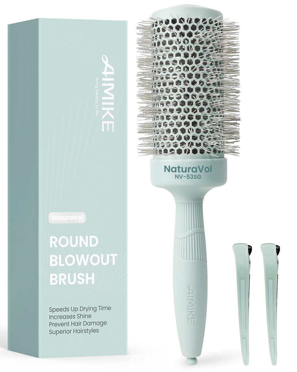 AIMIKE NaturaVol brush front view showing design and finished look benefit
