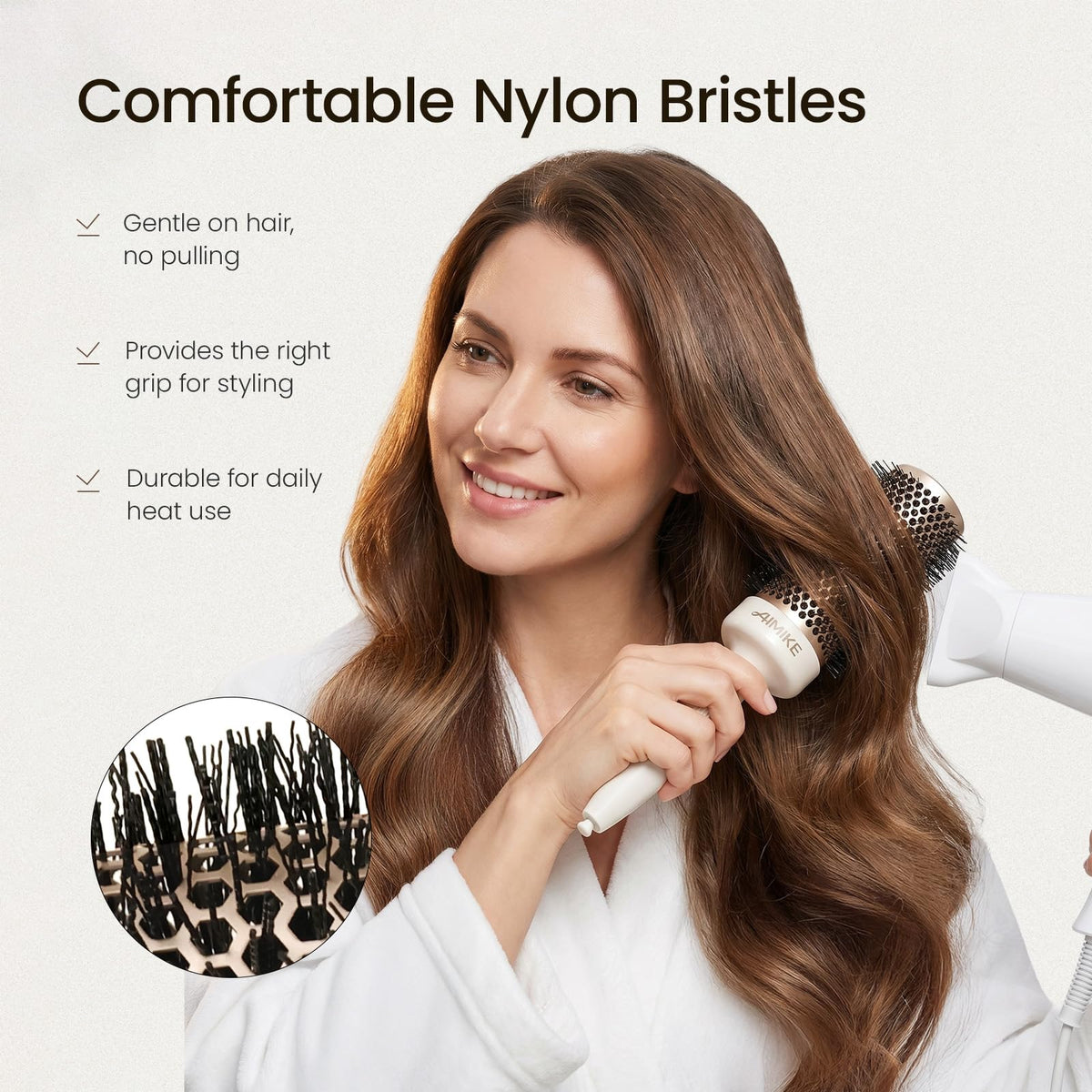 AIMIKE NaturaVol being used with a hair dryer to speed drying