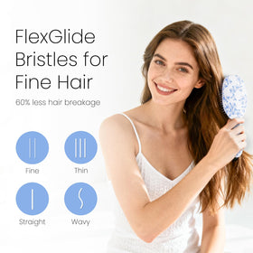 AIMIKE bristle close-up showing FlexGlide rounded tips that reduce pulling and snagging