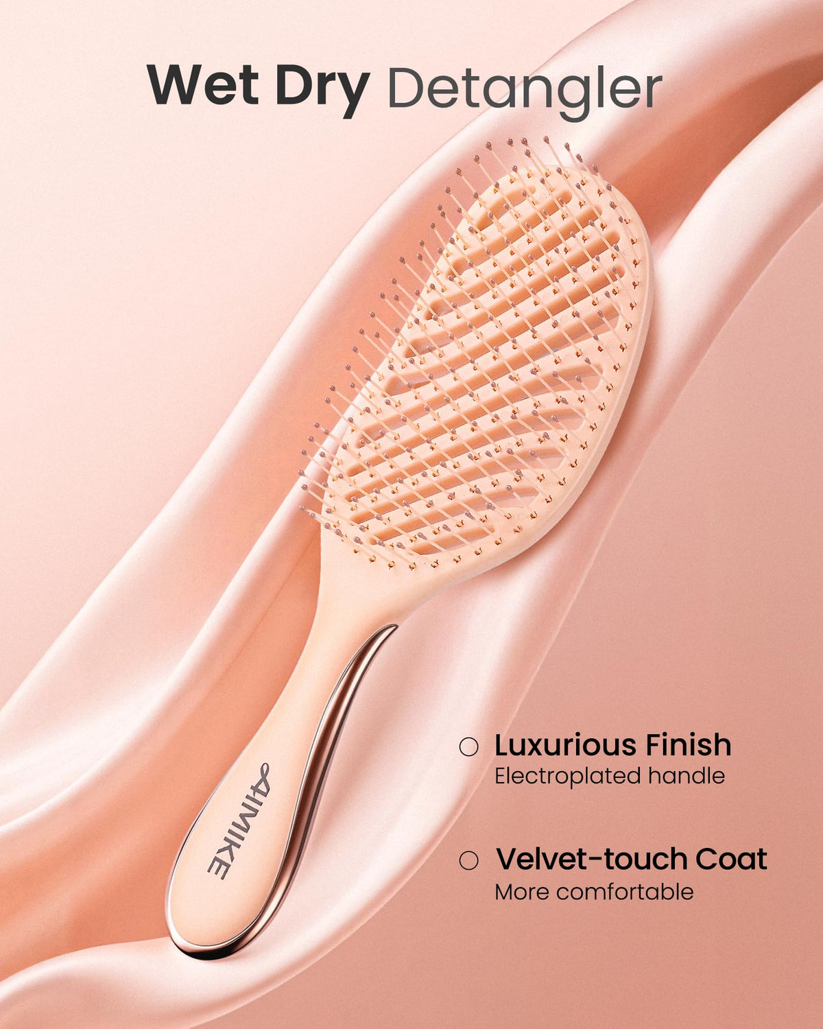 AIMIKE velvet-touch handle close-up showing comfortable anti-slip grip benefit