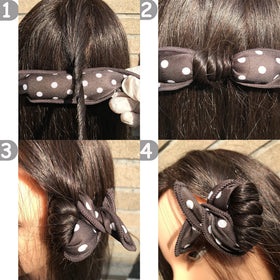 Aimin Hair rollers wrapped in long hair demonstrating comfortable overnight heatless curl formation