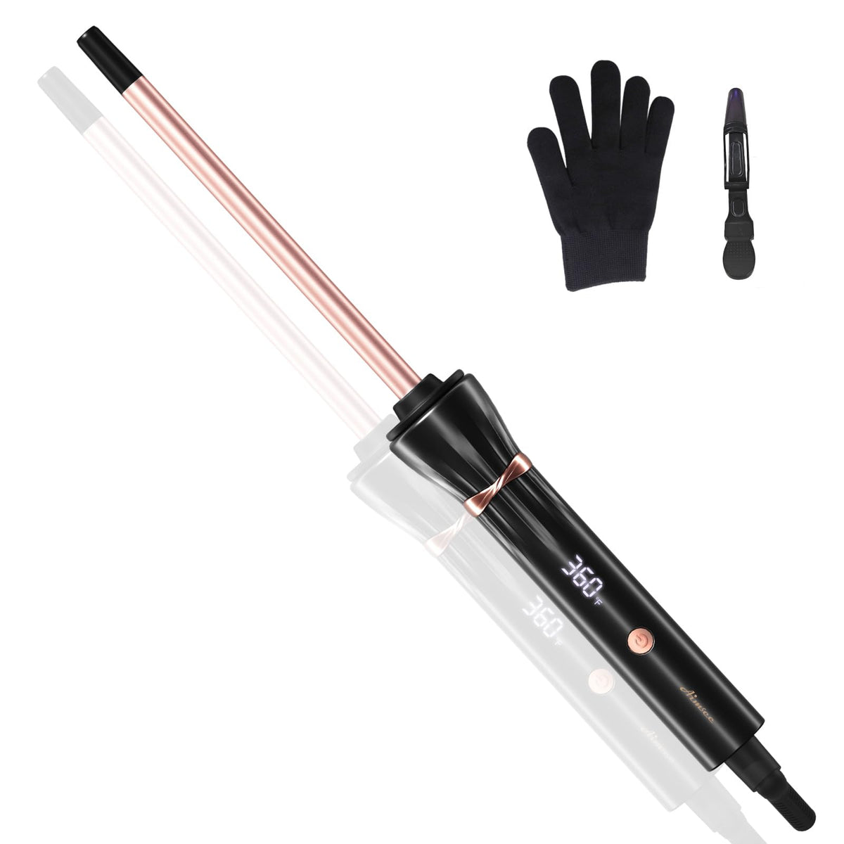 AIMSEE front view of mini curling wand showing slim barrel benefit