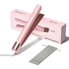 AIMSEE mini flat iron front view showing compact travel-ready design benefit