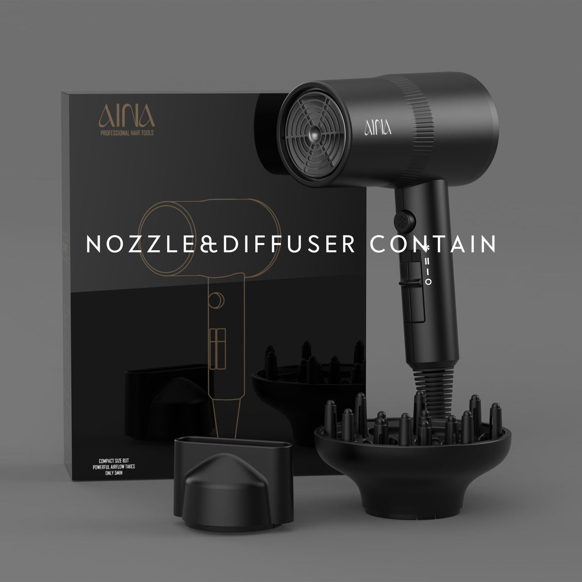 AINA four-layer airflow filter detail improving safety and preventing hair intake