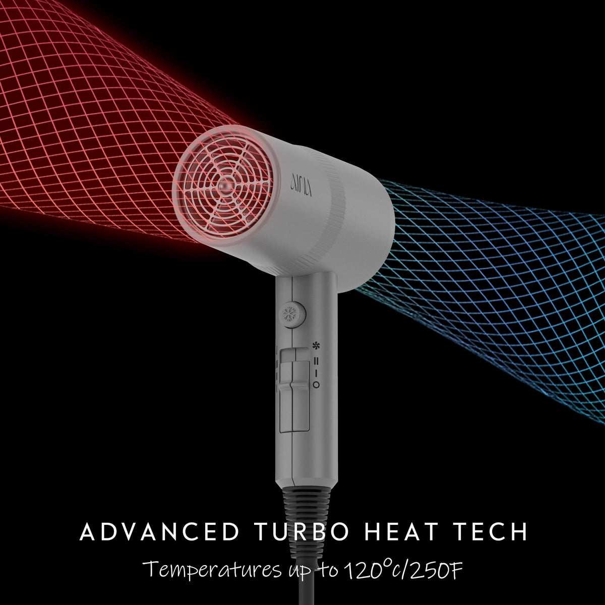 AINA hair dryer finger diffuser in use adding volume and preserving curls