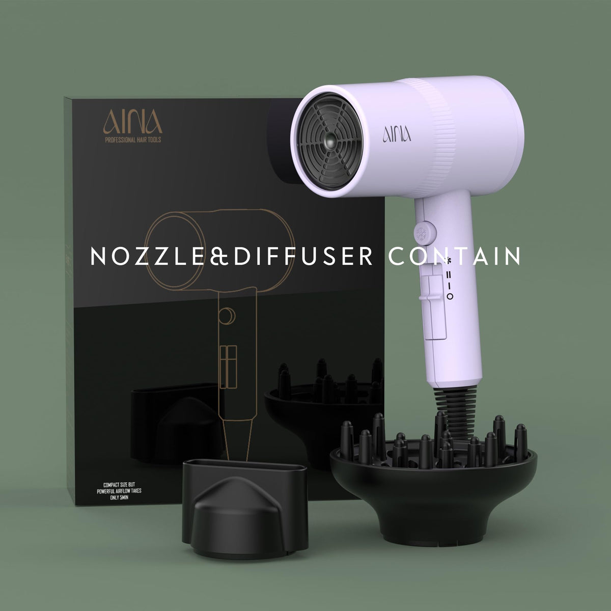 AINA four-layer airflow filter rear view preventing hair ingestion and safer use
