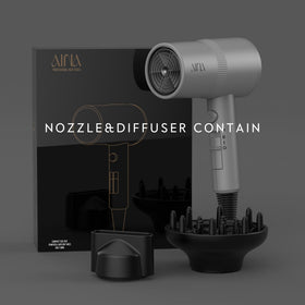 AINA hair dryer handle controls closeup for quick heat and speed adjustments