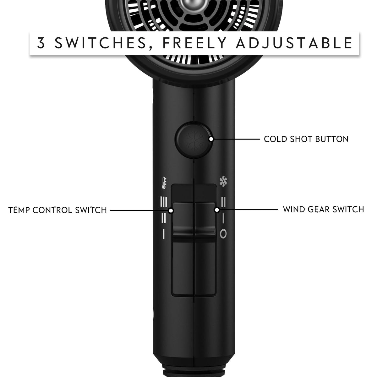 AINA Vader Black with concentrator attachment focused airflow for smooth results